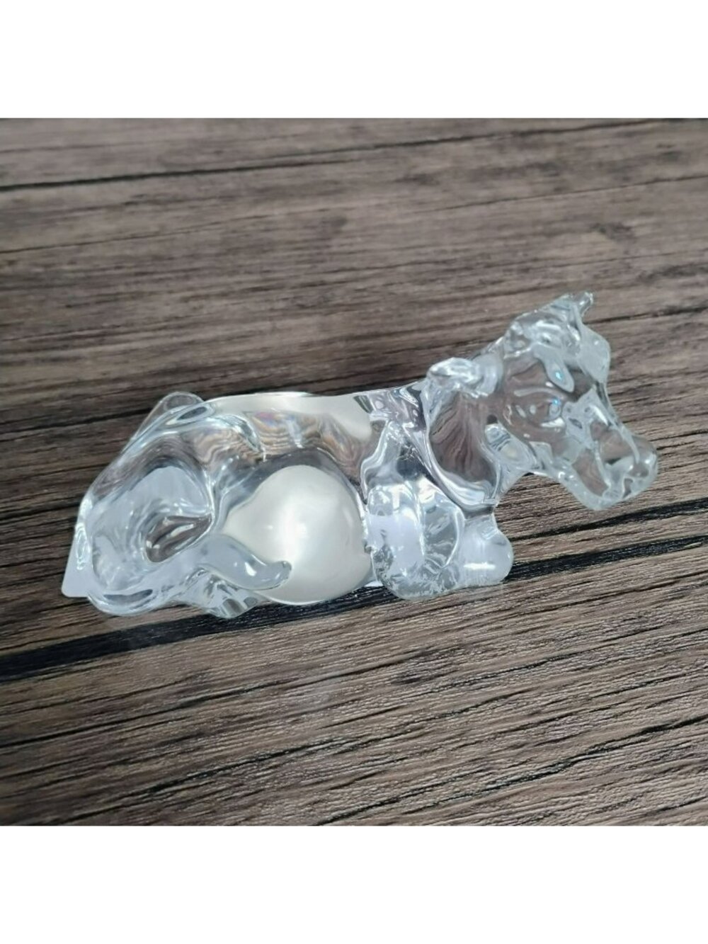 Vintage Princess House Lead Crystal Cow Paperweight, German Glass Figurine Decor